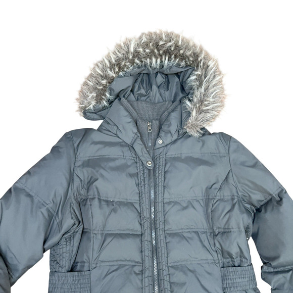 Larry Levine Goose Down Puffer Coat Womens Size 0X Plus Black Hood Faux Fur - Picture 4 of 8